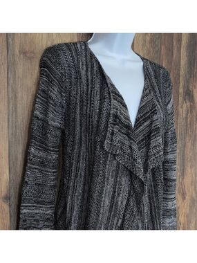 Faded Glory Black and Gray Cardigan Sweater S           -H129